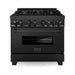 ZLINE 36 in. Professional Dual Fuel Range with Gas Burner and Electric Oven