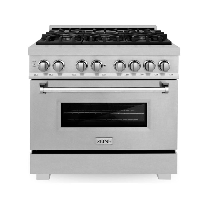 ZLINE Ranges ZLINE 36 in. Professional Dual Fuel Range with Gas Burner and Electric Oven In DuraSnow Finish RAS-SN-36