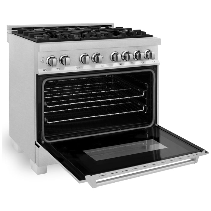 ZLINE Ranges ZLINE 36 in. Professional Dual Fuel Range with Gas Burner and Electric Oven In DuraSnow Finish RAS-SN-36