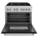 ZLINE 36 in. Professional Dual Fuel Range with Gas Burner and Electric Oven In DuraSnow Stainless with Black Matte Door RAS-BLM-36