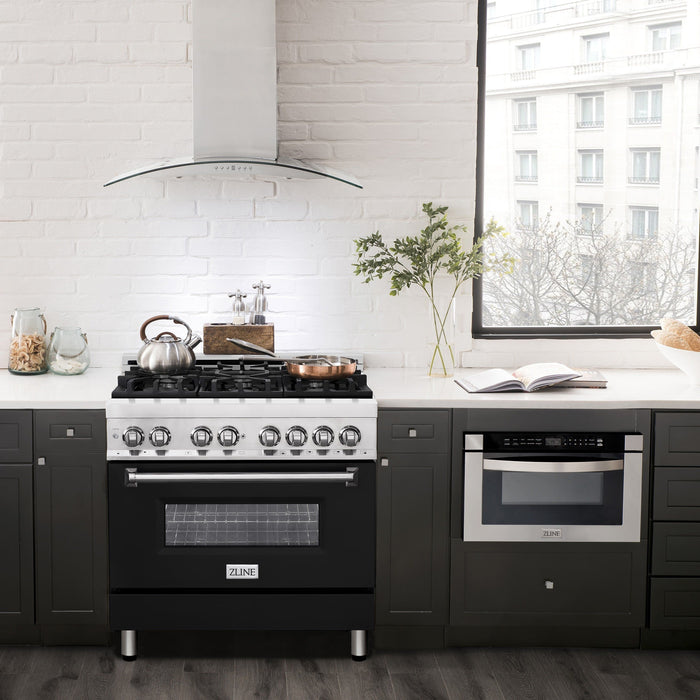 ZLINE Ranges ZLINE 36 in. Professional Dual Fuel Range with Gas Burner and Electric Oven In Stainless Steel RA-BLM-36