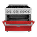 ZLINE 36 in. Professional Dual Fuel Range with Gas Burner and Electric Oven In Stainless Steel with Red Matte Door RA-RM-36