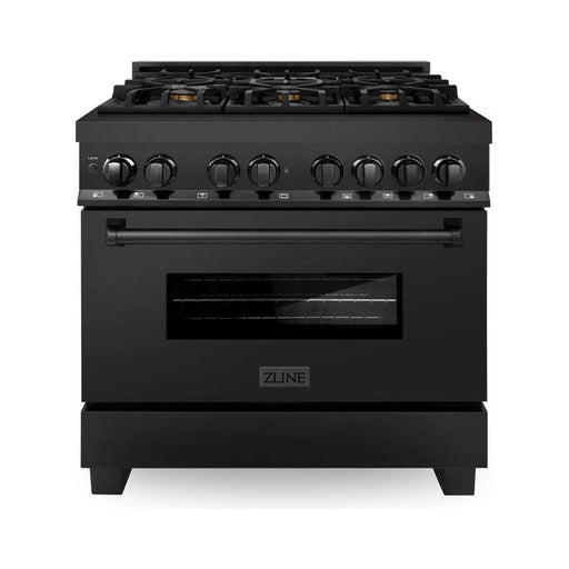 ZLINE Ranges Black Stainless ZLINE 36 in. Professional Dual Fuel Range with Gas Burner and Electric Oven