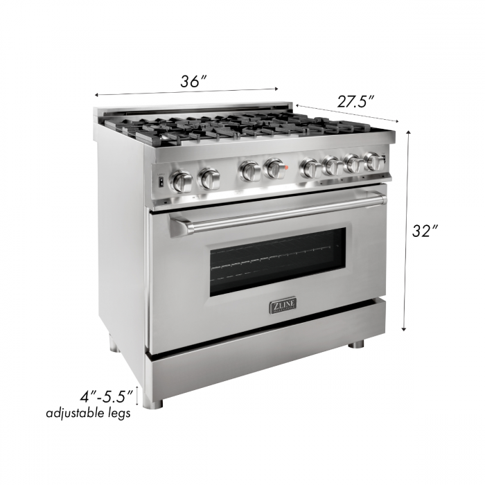 ZLINE 36 in. Professional Dual Fuel Range with Gas Burner and Gas Oven