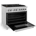 ZLINE 36 in. Professional Dual Fuel Range with Gas Burner and Oven In DuraSnow Stainless with Brass Burners