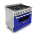 ZLINE 36 in. Professional Gas Burner/Electric Oven Stainless Steel Range with Blue Matte Door RA-BM-36