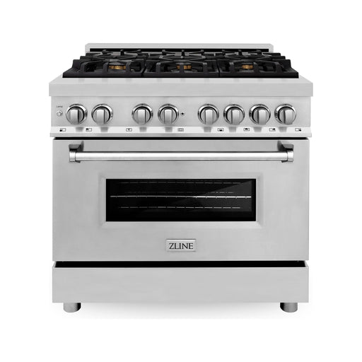 ZLINE Ranges ZLINE 36 in. Professional Gas Burner/Electric Oven Stainless Steel Range with Brass Burners RA-BR-36