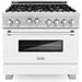 ZLINE 36 in. Professional Gas Range In DuraSnow Stainless Steel with White Matte Door RGS-WM-36