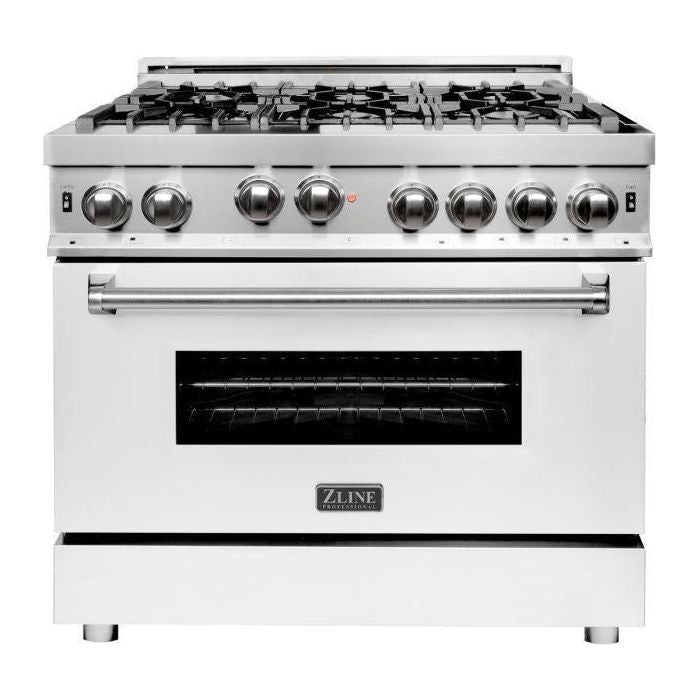 ZLINE Ranges ZLINE 36 in. Professional Gas Range In Stainless Steel with White Matte Door RG-WM-36