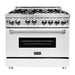 ZLINE Ranges ZLINE 36 in. Professional Gas Range In Stainless Steel with White Matte Door RG-WM-36