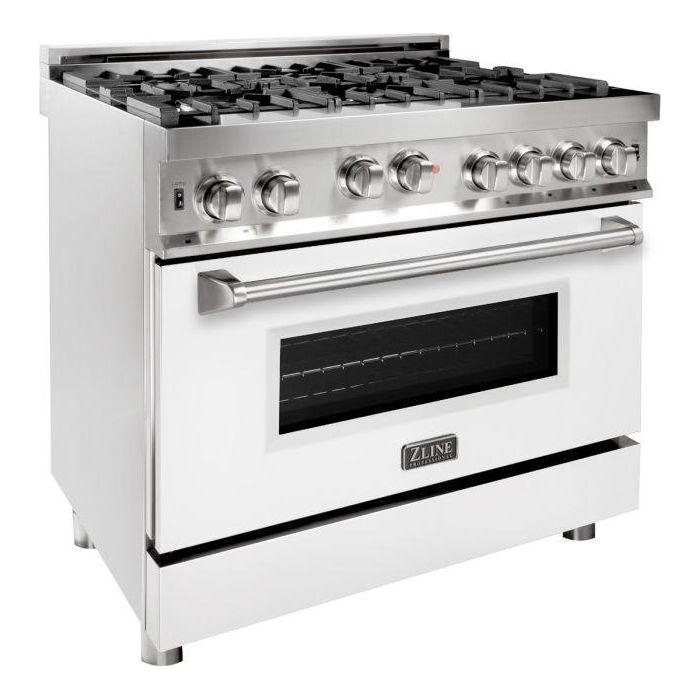 ZLINE Ranges ZLINE 36 in. Professional Gas Range In Stainless Steel with White Matte Door RG-WM-36