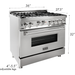 ZLINE Ranges ZLINE 36 in. Professional Gas Range In Stainless Steel with White Matte Door RG-WM-36