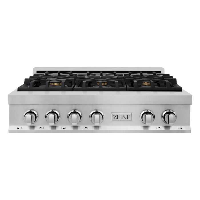 ZLINE 36 in. Rangetop with 6 Gas Brass Burners RT-BR-36