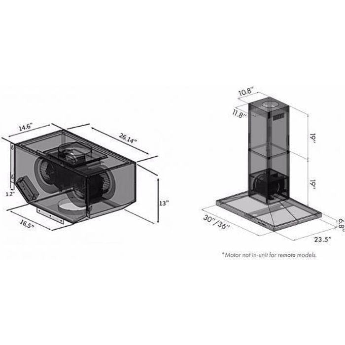 ZLINE 36 in. Remote Dual Blower Stainless Island Range Hood GL2i-RD-36