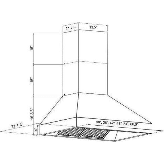 ZLINE 36 in. Remote Dual Blower Stainless Wall Range Hood 697-RD-36