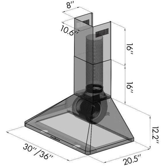 ZLINE 36 in. Stainless Steel Indoor Wall Range Hood KF1-36