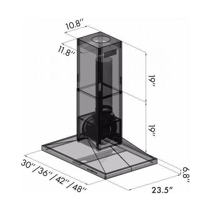 ZLINE 36 in. Stainless Steel Island Range Hood, GL1i-36