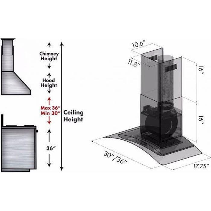 ZLINE 36 in. Wall Mount Range Hood in Stainless Steel, KN6-36