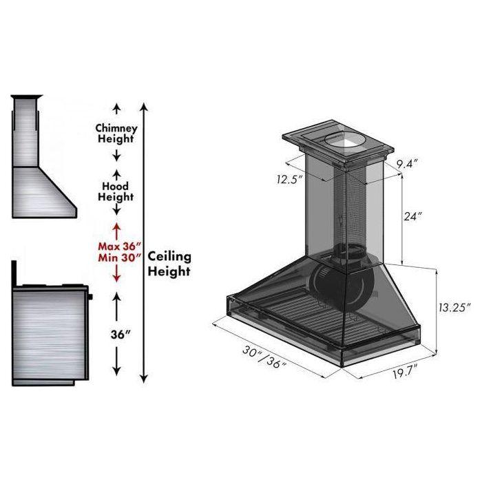 ZLINE 36 in. Wooden Wall Mount Range Hood in White, KBTT-36