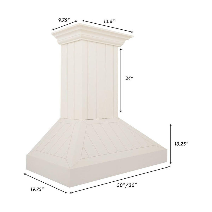 ZLINE 36 in. Wooden Wall Mount Range Hood in White KPTT-36