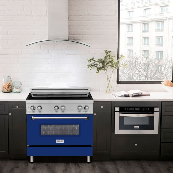 ZLINE Ranges ZLINE 36 Inch 4.6 cu. ft. Induction Range with a 4 Element Stove and Electric Oven in Blue Gloss, RAIND-BG-36