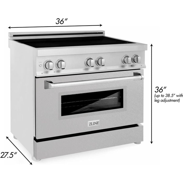 ZLINE 36 Inch 4.6 cu. ft. Induction Range with a 4 Element Stove and Electric Oven in DuraSnow® Stainless Steel, RAIND-SN-36