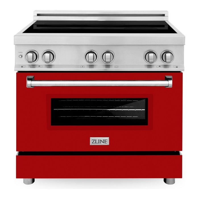 ZLINE 36 Inch 4.6 cu. ft. Induction Range with a 4 Element Stove and Electric Oven in Red Gloss, RAIND-RG-36