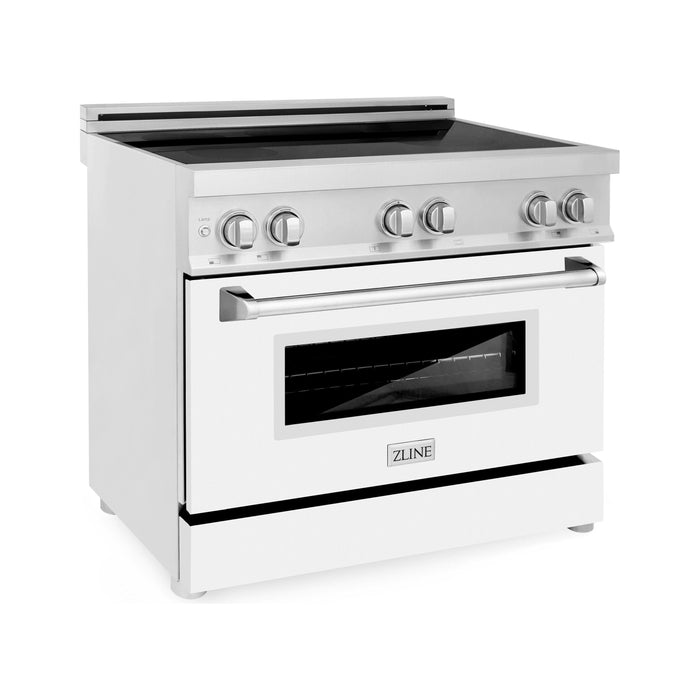 ZLINE Ranges ZLINE 36 Inch 4.6 cu. ft. Induction Range with a 4 Element Stove and Electric Oven in White Matte, RAIND-WM-36