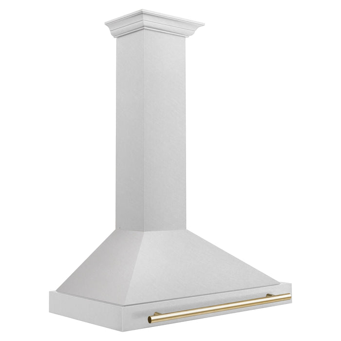 ZLINE 36 Inch Autograph Edition DuraSnow® Stainless Steel Range Hood with Gold Handle, KB4SNZ-36-G