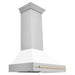 ZLINE 36 Inch Autograph Edition Range Hood with White Matte Shell and Gold Handle 8654STZ-WM36-G