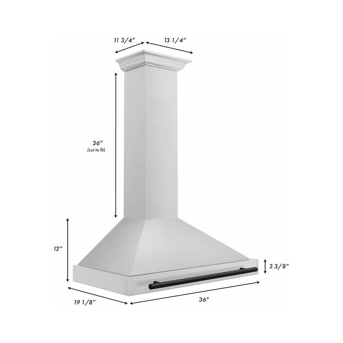 ZLINE 36 Inch Autograph Edition Stainless Steel Range Hood with Matte Black Handle, KB4STZ-36-MB