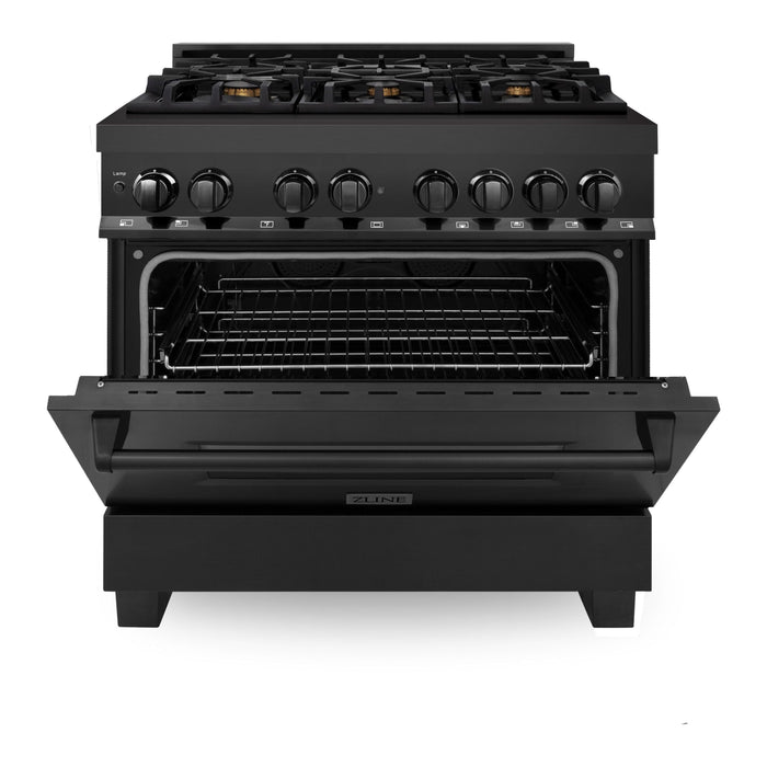 ZLINE 36-Inch Black Stainless 4.6 Cu.Ft. 6 Gas Burner/Electric Oven Range with Brass Burners RAB-BR-36