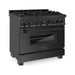 ZLINE 36-Inch Black Stainless 4.6 Cu.Ft. 6 Gas Burner/Electric Oven Range with Brass Burners RAB-BR-36