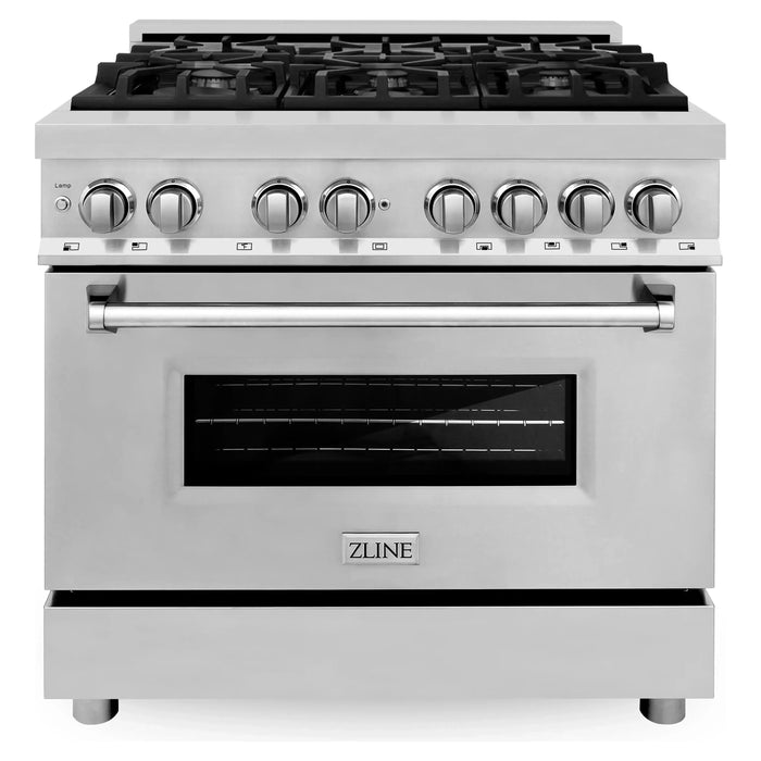 ZLINE 36-Inch Dual Fuel Range with Gas Burners and Electric Oven In Stainless Steel RA36