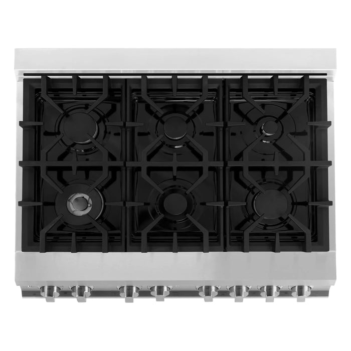 ZLINE 36-Inch Dual Fuel Range with Gas Burners and Electric Oven In Stainless Steel RA36