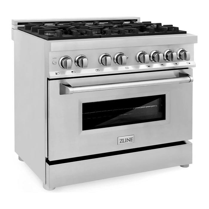 ZLINE 36-Inch Dual Fuel Range with Gas Burners and Electric Oven In Stainless Steel RA36