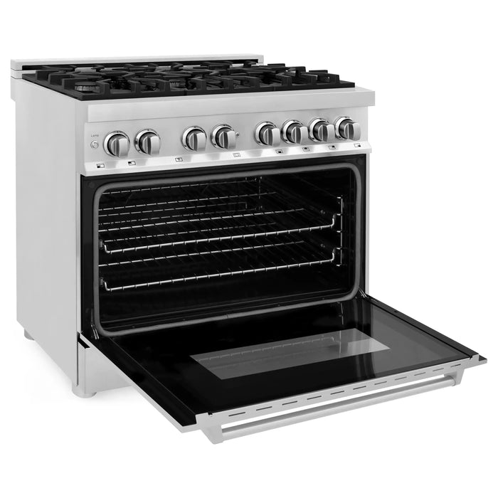 ZLINE Ranges ZLINE 36-Inch Dual Fuel Range with Gas Burners and Electric Oven In Stainless Steel RA36