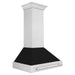 ZLINE 36 Inch DuraSnow® Stainless Steel Range Hood with Black Matte Shell, 8654SNX-BLM-36