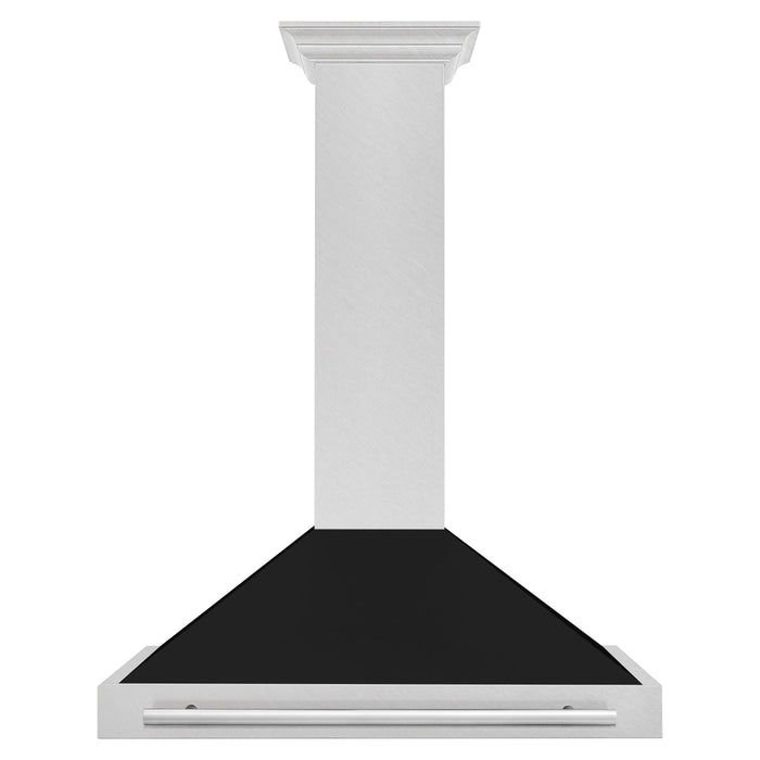 ZLINE 36 Inch DuraSnow® Stainless Steel Range Hood with Black Matte Shell and Stainless Steel Handle, KB4SNX-BLM-36