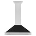 ZLINE 36 Inch DuraSnow® Stainless Steel Range Hood with Black Matte Shell and Stainless Steel Handle, KB4SNX-BLM-36