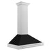 ZLINE 36 Inch DuraSnow® Stainless Steel Range Hood with Black Matte Shell and Stainless Steel Handle, KB4SNX-BLM-36