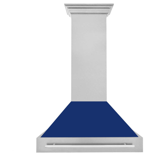 ZLINE Range Hoods ZLINE 36 Inch DuraSnow® Stainless Steel Range Hood with Blue Gloss Shell, 8654SNX-BG-36