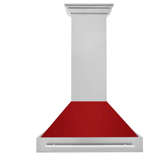 ZLINE 36 Inch DuraSnow® Stainless Steel Range Hood with Red Gloss Shell, 8654SNX-RG-36