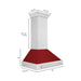 ZLINE 36 Inch DuraSnow® Stainless Steel Range Hood with Red Gloss Shell, 8654SNX-RG-36