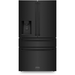 ZLINE 36 inch French Door Refrigerator with Water Dispenser, Ice Maker in Fingerprint Resistant Black Stainless Steel, RFM-W-36-BS