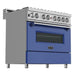 ZLINE 36-Inch Professional Dual Fuel Range In DuraSnow Stainless with Blue Matte Door RAS-BM-36