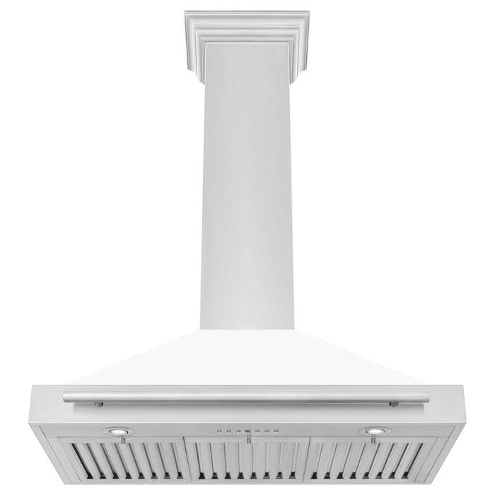 ZLINE 36 Inch Stainless Steel Range Hood with White Matte Shell and Stainless Steel Handle, KB4STX-WM-36