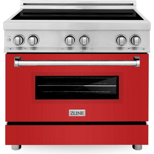 ZLINE Ranges ZLINE 36 Inches 4.6 cu. ft. Induction Range with a 4 Element Stove and Electric Oven in Red Matte, RAIND-RM-36