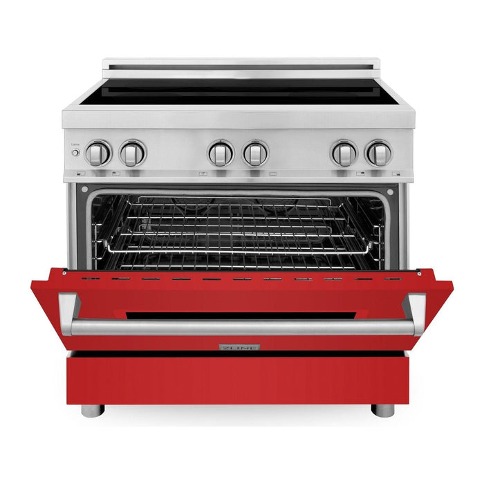 ZLINE Ranges ZLINE 36 Inches 4.6 cu. ft. Induction Range with a 4 Element Stove and Electric Oven in Red Matte, RAIND-RM-36