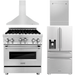 ZLINE 4-Piece Appliance Package - 30 In. Gas Range, Range Hood, Refrigerator with Water and Ice Dispenser, and Dishwasher in Stainless Steel, 4KPRW-RGRH30-DWV